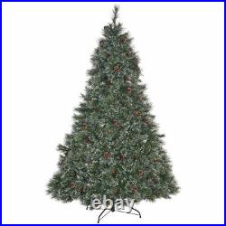 7 Foot Green Snowy Clear Lit Artificial Cashmere Pine Christmas Tree Holidays