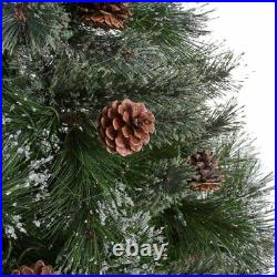 7 Foot Green Snowy Clear Lit Artificial Cashmere Pine Christmas Tree Holidays