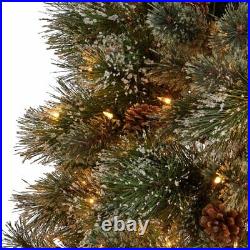 7 Foot Green Snowy Clear Lit Artificial Cashmere Pine Christmas Tree Holidays