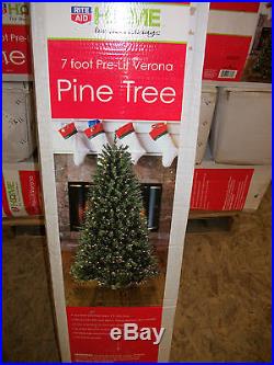 7′ Foot Pre lit Verona Pine Artificial Christmas Tree with Stand-Clear Lights