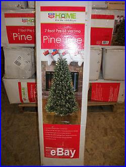 7' Foot Pre lit Verona Pine Artificial Christmas Tree with Stand-Clear Lights