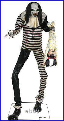 7-Ft Animated SWEET DREAMS CLOWN with KID LED Talking Halloween Prop Decoration