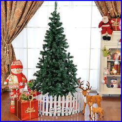 7' Ft Artificial Ordinary PVC Space Saving Christmas Holiday Tree withMetal Stand