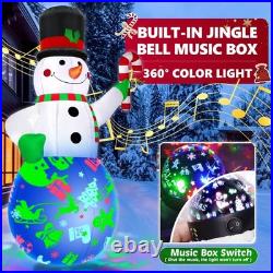 7 Ft Christmas Inflatable Snowman Music Box Rotating Colorful LED Lights Yard