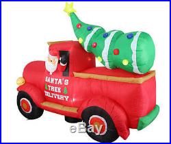 7 Ft Christmas Santa Tree Truck Delivery Inflatable Airblown Yard Decor Lighted
