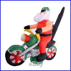 7 Ft Long Airblown Inflatable Christmas Santa Claus On Motorcycle Decor Outdoor