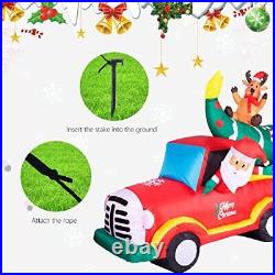 7 Ft Long Christmas Inflatables Outdoor Decorations, Inflatables Santa Car