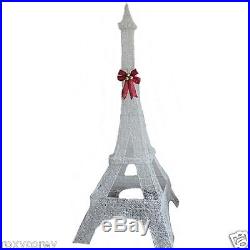 7 Ft Pre Lit 120 Clear Mini LED White Eiffel Tower Yard Decoration NIB