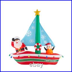 7 Ft Surfing Santa LED Christmas Airblown Inflatable Boat Florida Tropical Beach