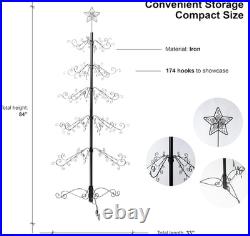7 Ft Wrought Iron Christmas Tree Ornament Display Stand Metal Holder Hanger Wire