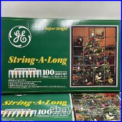 (7) GE Super Bright String A Long Color 100 Light Set Miniature Bulbs