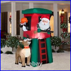 7′ Gemmy Airblown Inflatable Christmas Hunting Santa in Deer Stand Deluxe 883041