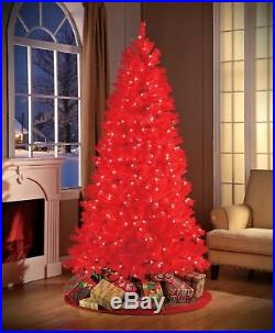 7′ Holiday Time Pre-lit Red Christmas Tree For Home&Office Decoration Classic