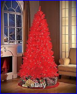 7' Holiday Time Pre-lit Red Christmas Tree For Home&Office Decoration Classic