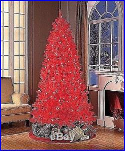 7′ Holiday Time Pre-lit Red Christmas Tree Home Office Decoration Classic New