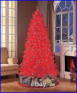 7' Holiday Time Pre-lit Red Christmas Tree Home Office Decoration Classic New