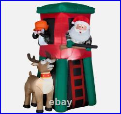 7' Inflatable LED Christmas Hunting Santa in Deer Stand Deluxe Yard Decoration