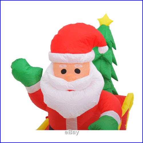 7' Inflatable LED Lit Christmas Santa In Sleigh & Reindeer Lawn Yard Decoration