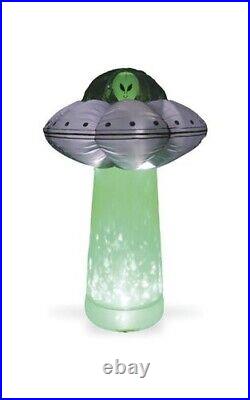 7' Inflatable Spooky Alien UFO with Inferno LED Tractor Beam Yard Halloween Decor