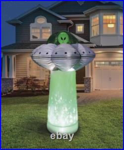 7' Inflatable Spooky Alien UFO with Inferno LED Tractor Beam Yard Halloween Decor