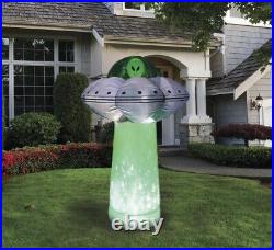 7' Inflatable Spooky Alien UFO with Inferno LED Tractor Beam Yard Halloween Decor