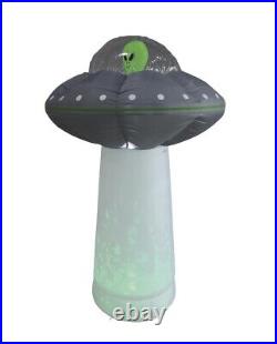 7' Inflatable Spooky Alien UFO with Inferno LED Tractor Beam Yard Halloween Decor