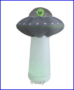 7' Inflatable Spooky Alien UFO with Inferno LED Tractor Beam Yard Halloween Decor