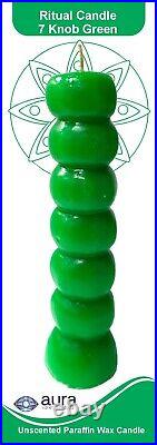 7 Knobs Green Figure 7 Candle Wicca Pagan Spell Hoodoo