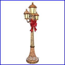 7' LED Christmas Triple Lamp Post 220 LED Twinkling Lights Indoor Outdoor Decor