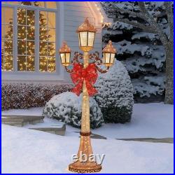 7' LED Christmas Triple Lamp Post 220 LED Twinkling Lights Indoor Outdoor Decor