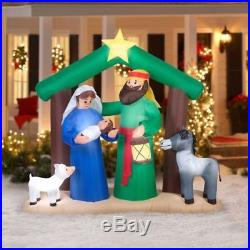 7' Lighted Nativity Scene Jesus Mary Joseph Animals Airblown Inflatable NEW