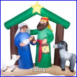 7′ Lighted Nativity Scene Jesus Mary Joseph Animals Airblown Inflatable NEW