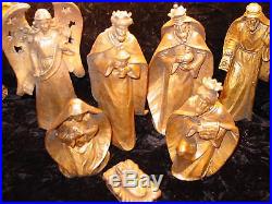 7 Pc Nativity Set/Dark Gold Resin Christmas Holiday Decoration New
