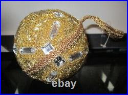 7 Pottery Barn Beaded Jewel gold ball Christmas ornaments New