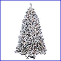 7′ Pre-Lit Flocked Green PVC Montana Pine Christmas Tree 500 Clear Lights Stand