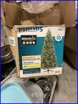 7' Pre-Lit Slim Balsam Fir Artificial Christmas Tree Clear Lights by Philips