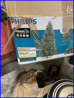 7' Pre-Lit Slim Balsam Fir Artificial Christmas Tree Clear Lights by Philips