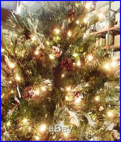 7' Pre-Lit Tree with Glitter, Pine Cones and Flocking