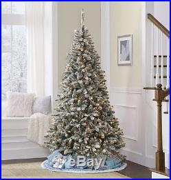7' Prelit Pine Artificial Christmas Tree Snow with Lights Holiday Decor New