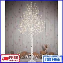 7' Twinkling 280 Warm White LED Lights Birch Tree Christmas Decor Indoor Outdoor