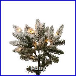 7 ft Artificial Christmas Tree Prelit with Stand Clear Light Flocked Pine Branch