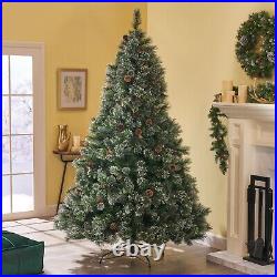 7-ft Cashmere Mixed Needles Hinged Artificial Christmas Tree with Snow