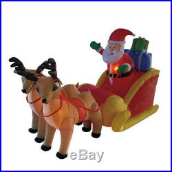 7 ft Inflatable Airblown Santa Sleigh Reindeer Warm LED Lights Christmas Decor