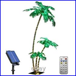 7 ft. Palm Tree 3 Trunks Artificial Palm Tree 218 LED Lights -Solar