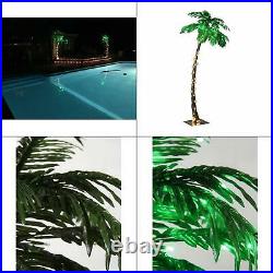 7 ft. Pre-lit led palm artificial christmas tree with green leaves and 96 led