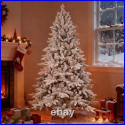7 ft Snow Flocked Artificial Christmas Tree with 1514 Branch Tips&Foldable Base