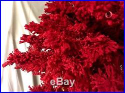 7' x 37 FLOCKED RED FIR ARTIFICIAL HOLIDAY CHRISTMAS TREE RED LIGHTS Vickerman