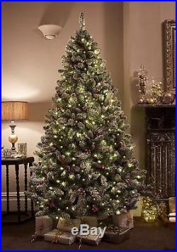 7ft Christmas Tree Windsor Multifunction Pre-Lit 400 LEDs With Pinecones Berries