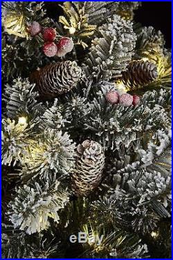 7ft Christmas Tree Windsor Multifunction Pre-Lit 400 LEDs With Pinecones Berries