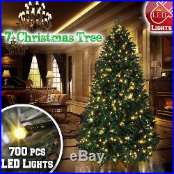 7ft Deluxe Artificial Christmas Tree w 2154 Branch Tips 700 LED Lights Tall Fir
